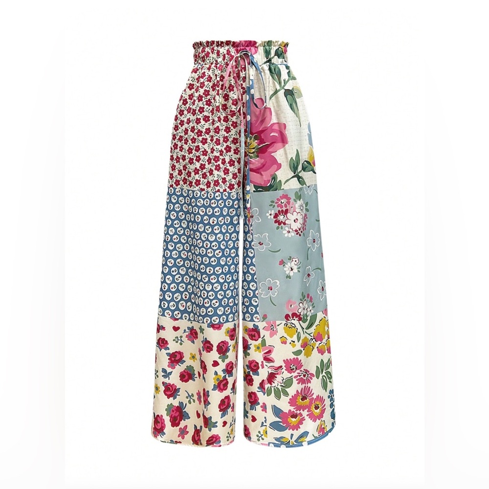 Boho Flowy Floral Wide Leg Pants - Picture 3 of 10